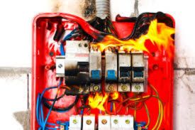 Short circuits and increased leakage currents on a TV motherboard caused by high humidity and moisture exposure.