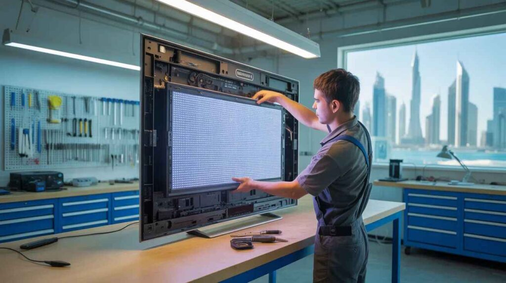  a professional technician repaired a LG oled TV 