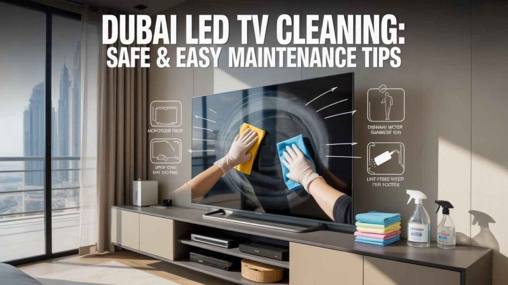 Safe and easy methods to clean LED TVs in Dubai homes using microfiber cloths, distilled water, and humidity-aware techniques for streak-free screens.
