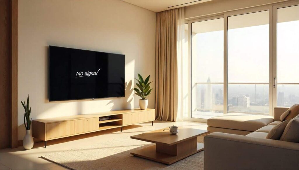 “No Signal TV issue in a Dubai apartment living room”