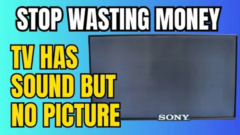 Thumbnail image showing a TV screen with no visible picture and bold text highlighting “TV has sound but no picture,” used for a Dubai-focused troubleshooting guide.