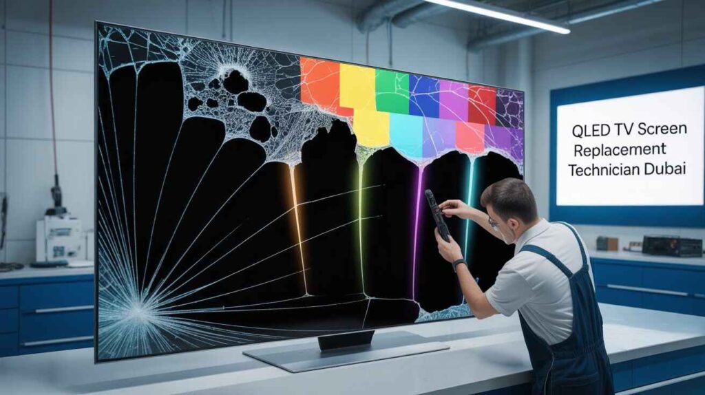 QLED TV screen replacement technician Dubai