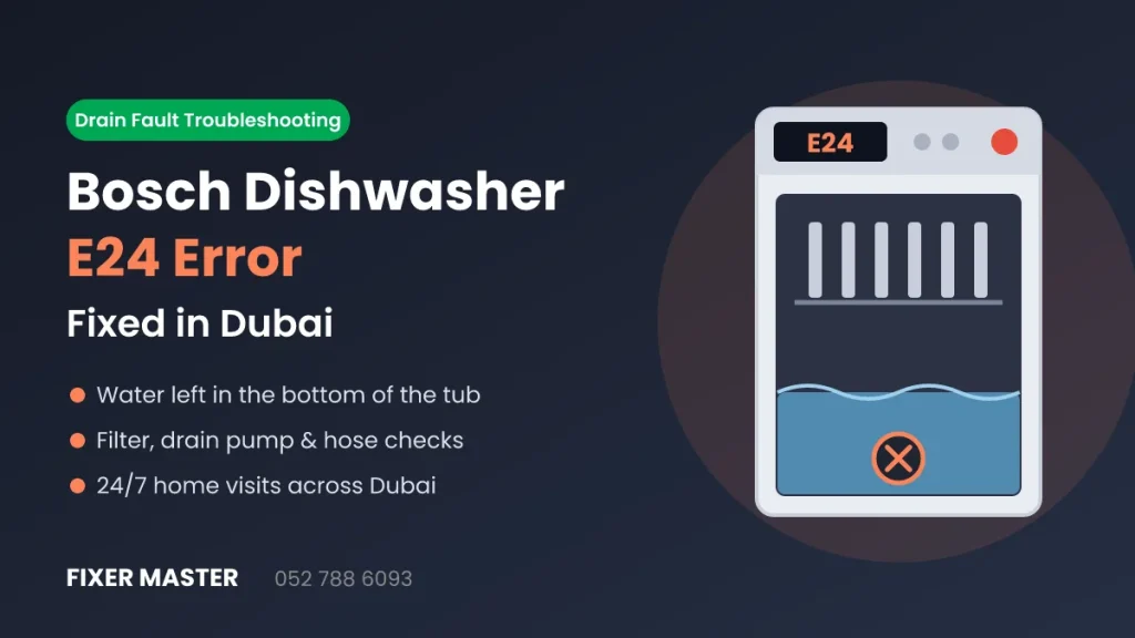 Bosch dishwasher E24 error repair in Dubai by Fixer Master technician